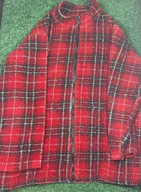 Kristen Blake Soft Fur Jacket Red Plaid